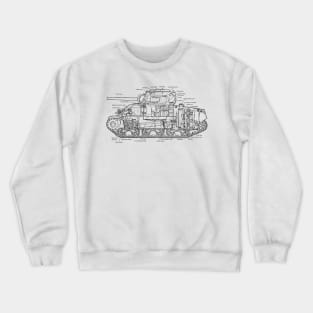 M4A4 Sherman Tank Diagram (black) Crewneck Sweatshirt